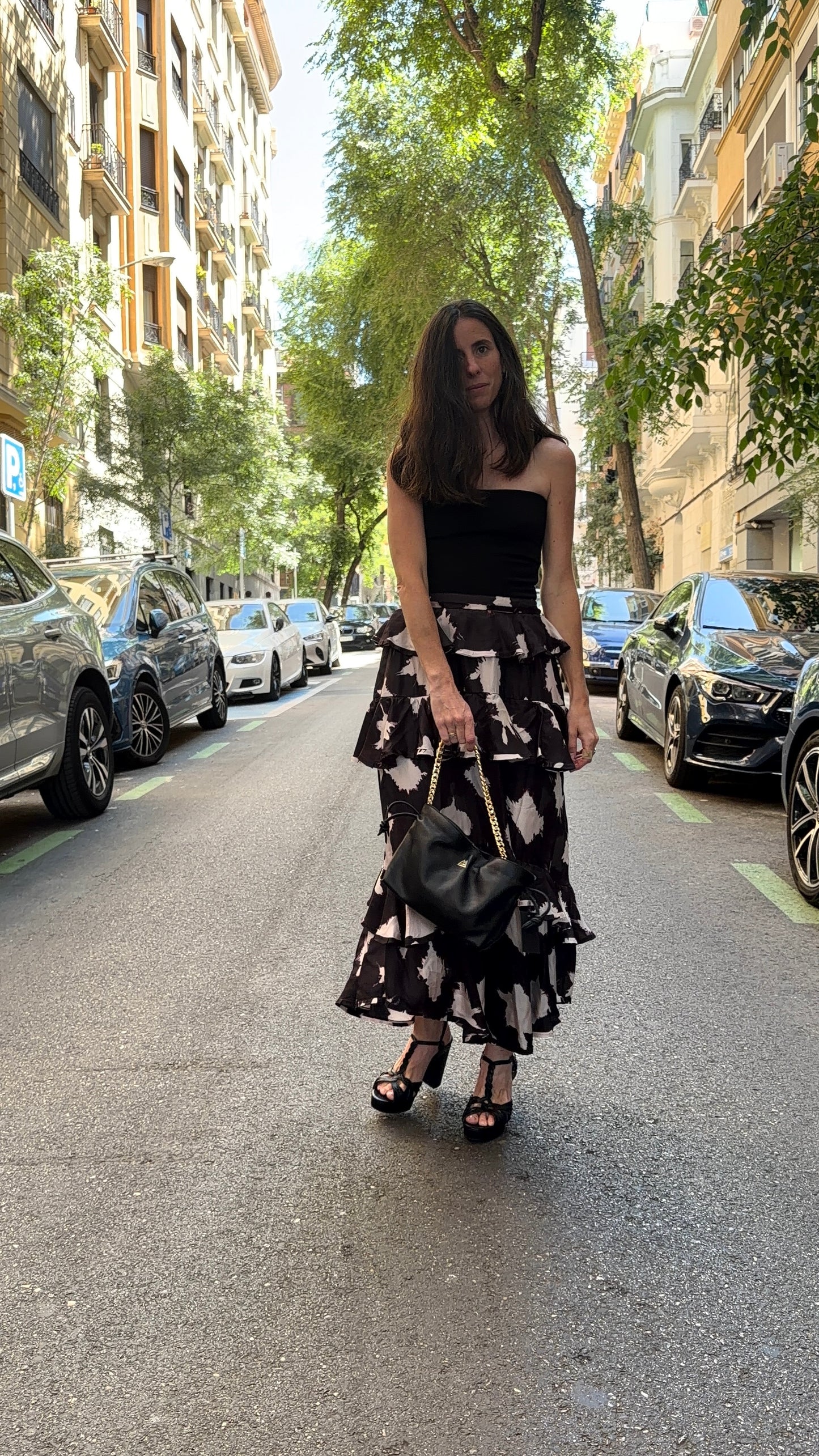 ULLA JOHNSON. Falda seda volantes