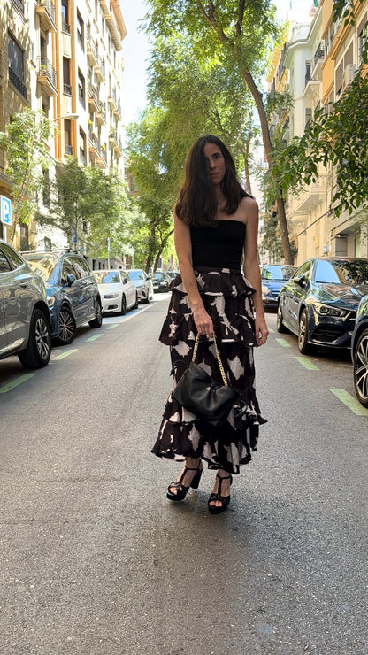 ULLA JOHNSON. Falda seda volantes