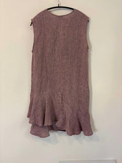 MASSIMO DUTTI. Vestido corto lino volante