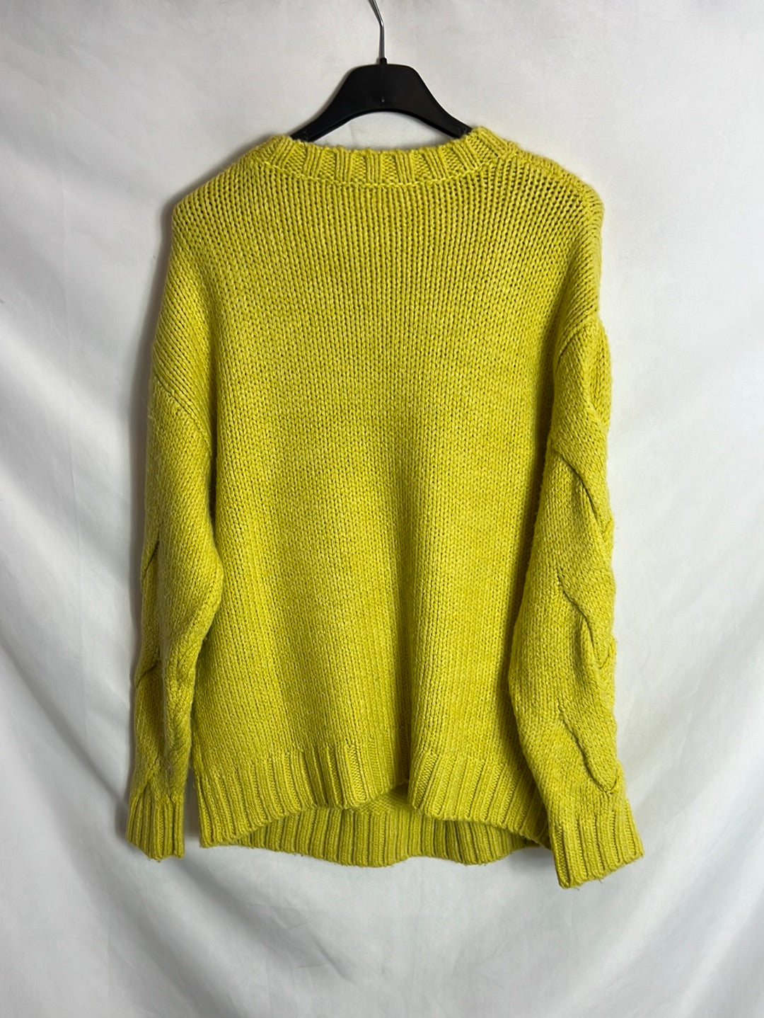 MANGO. Jersey trenzado amarillo. T S