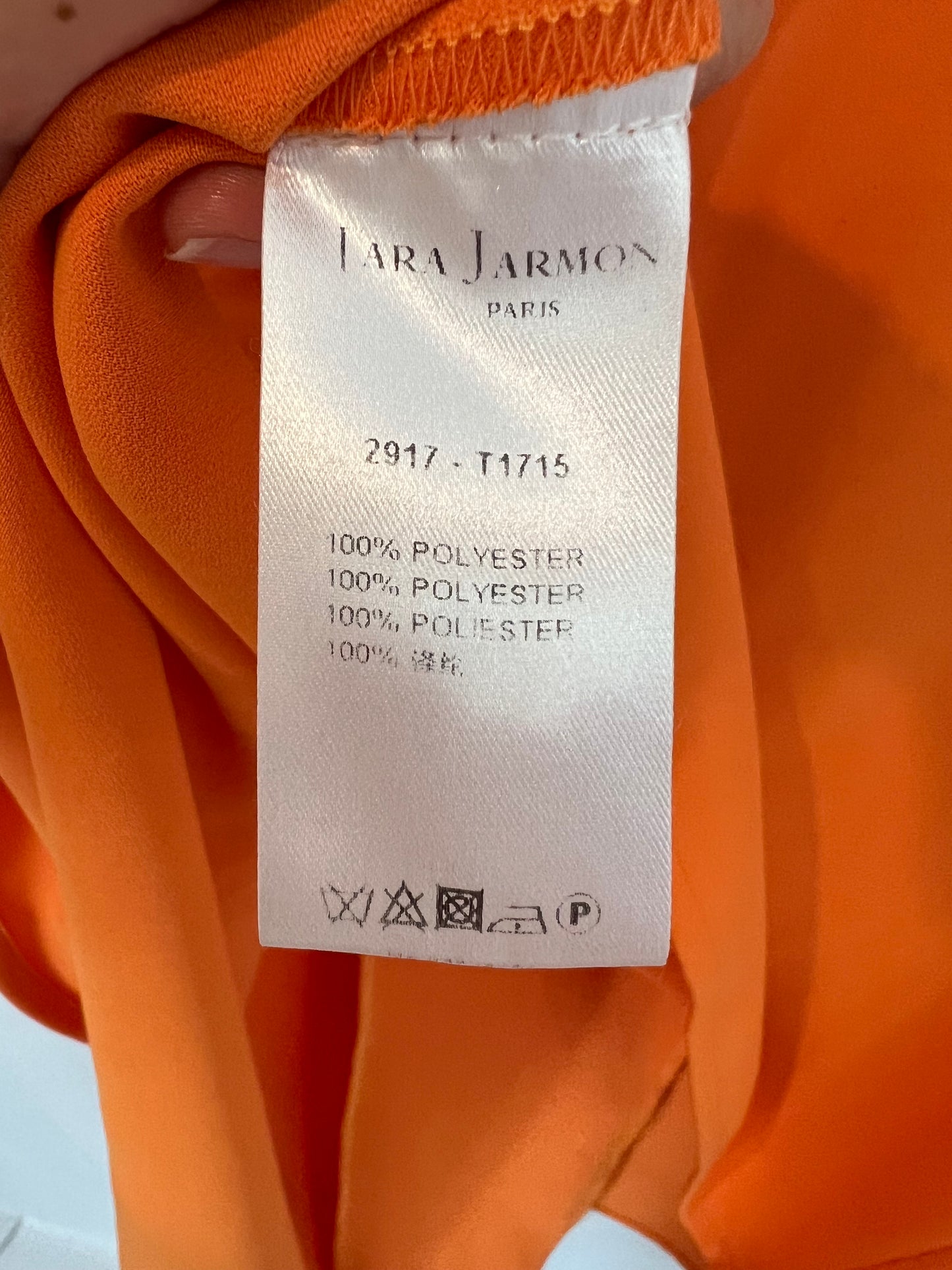 TARA JARMON. Top naranja asimétrico T.40