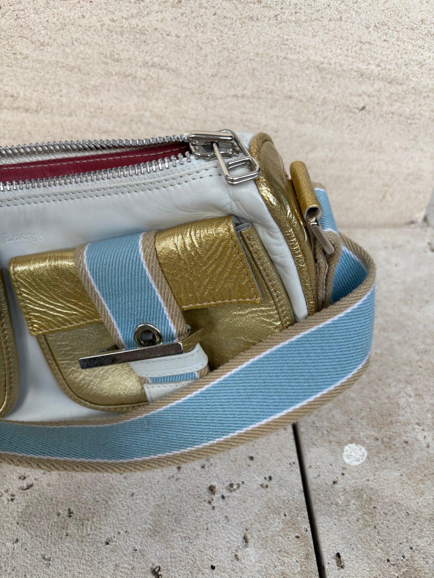 MARCOS LUENGO. Bolso de hombro piel tricolor