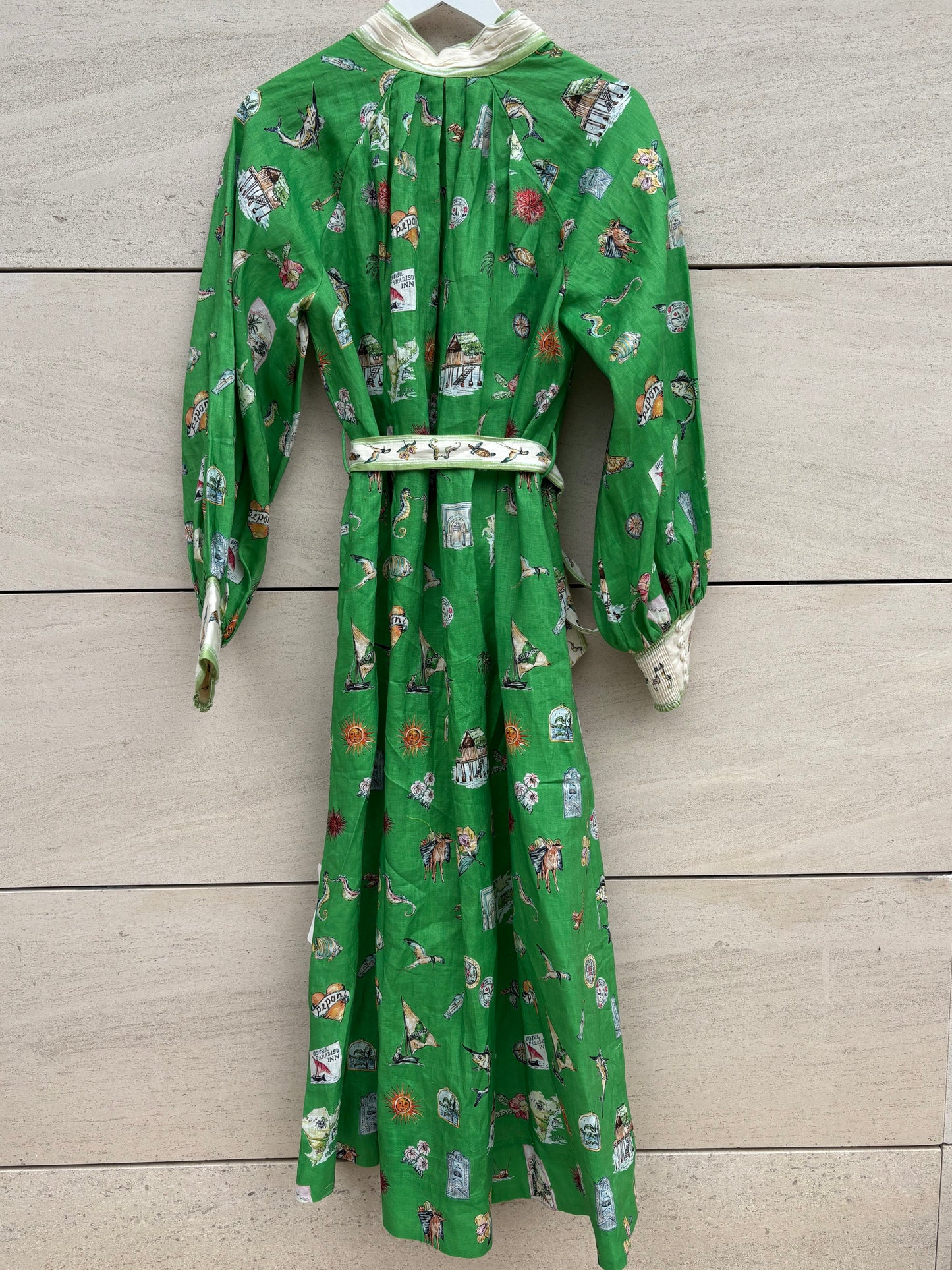 ALÉMAIS. Vestido lino abotonado estampado