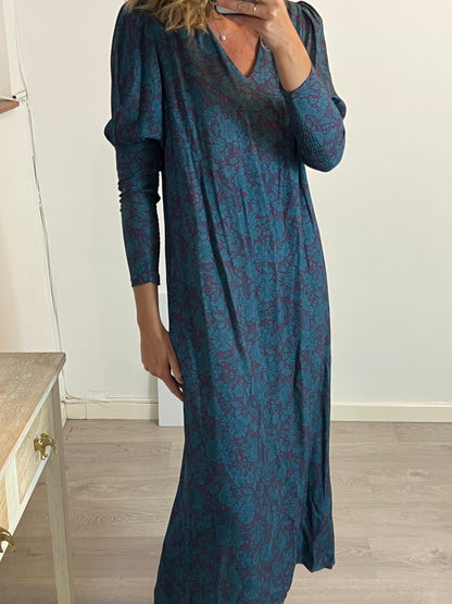 MAGNOLYA. Vestido largo fluido bicolor detalle mangas. T 1(S)