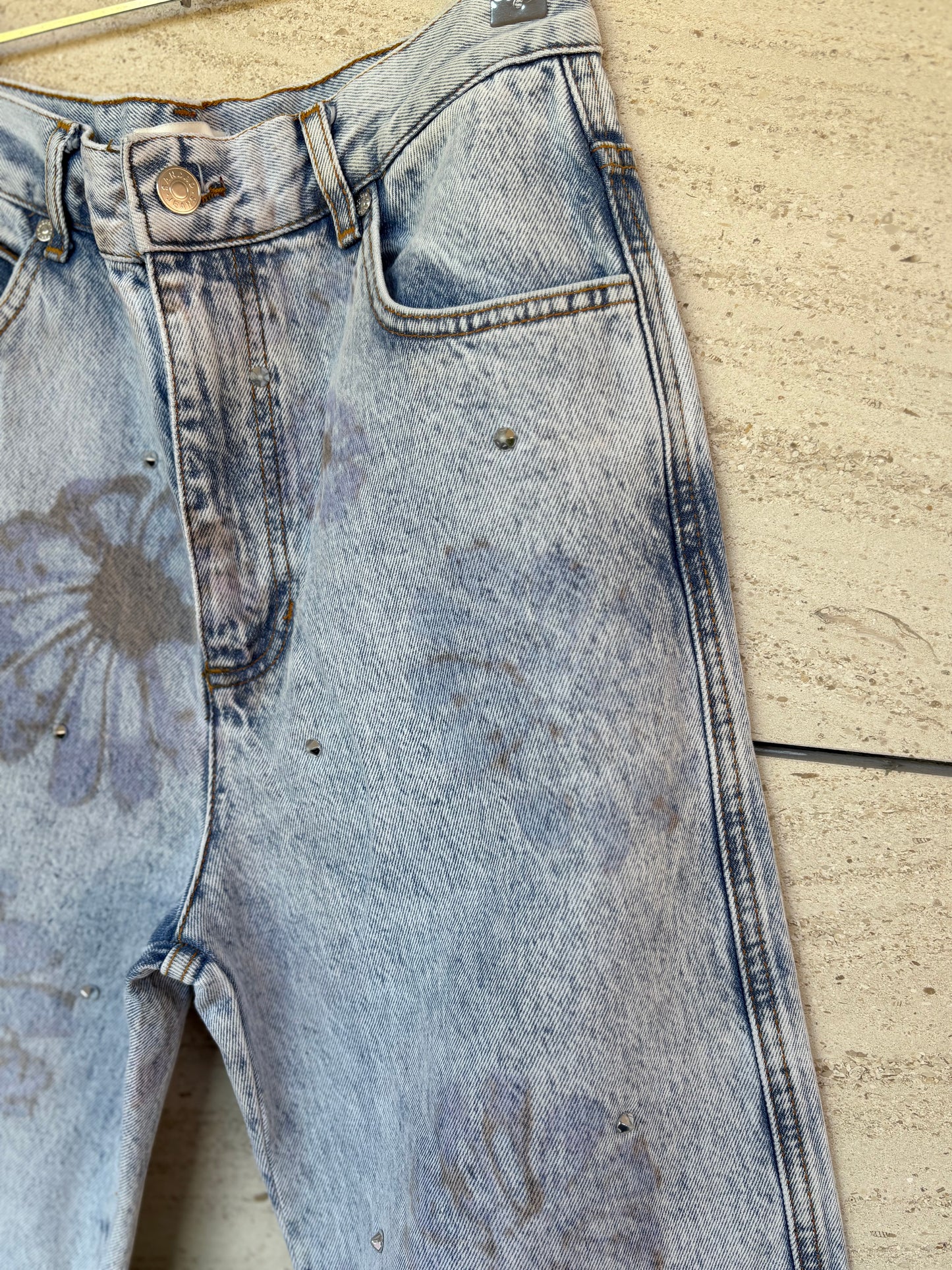 SANDRO. Denim recto flores. T 38