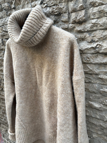 &OTHER STORIES, Jersey beige cuello vuelto lana