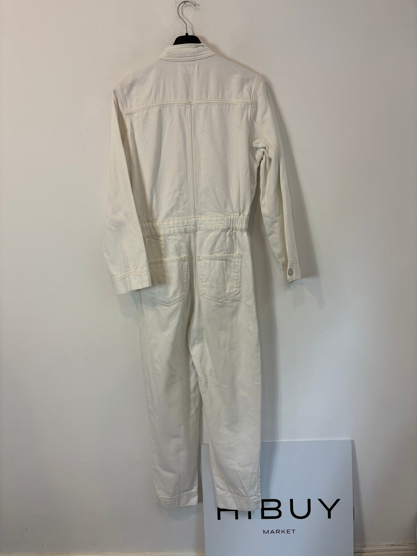 MANGO.  Mono denim largo blanco