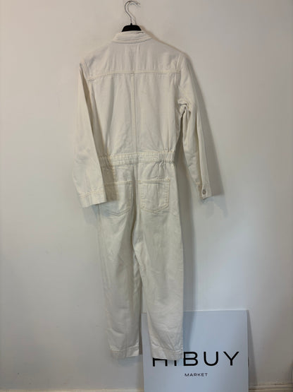 MANGO.  Mono denim largo blanco
