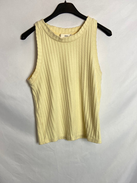 MANGO. Yellow textured Ts top