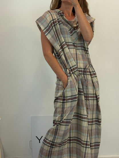 MARLOTA. Vestido largo cuadros textura ligera