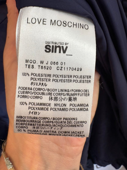 LOVE MOSCHINO. Plumas azul detalles T.36