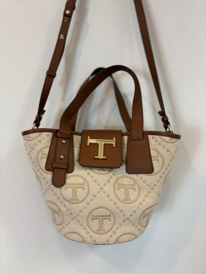 LATOUCHE. Cesta de lona y piel estampada