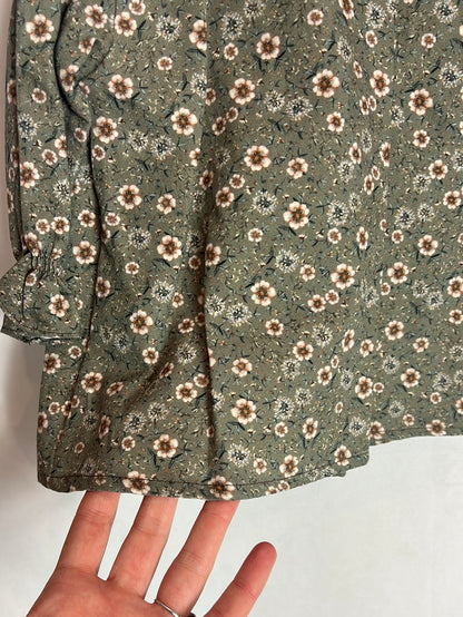 ANCAR. Vestido flores verdes bebé. T 6 meses