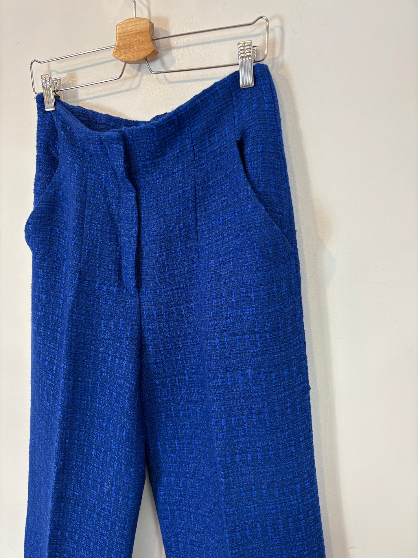 ZARA. Pantalón azul tweed