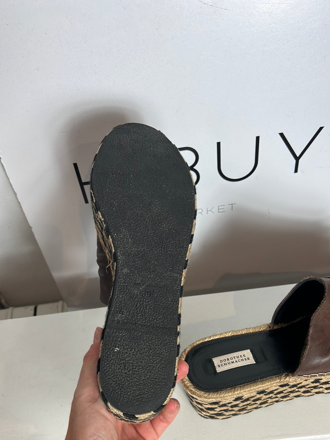 DOROTHE SCHUMACHER. Sandalia plataforma esparto y piel. T 39