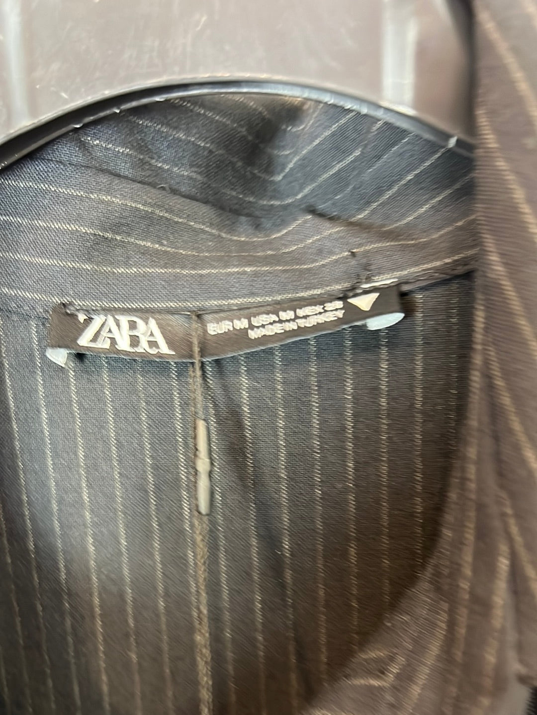 ZARA. Blue striped short jumpsuit TM