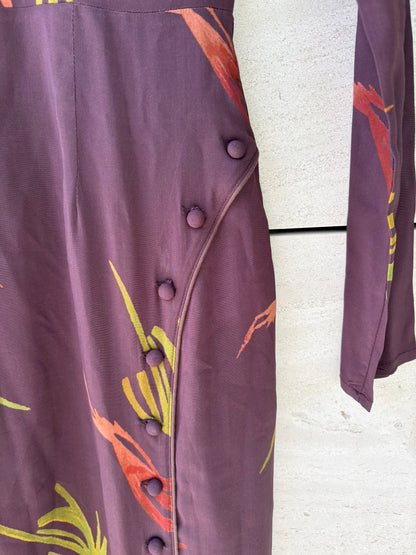 AMLUL. Vestido largo estampado botones