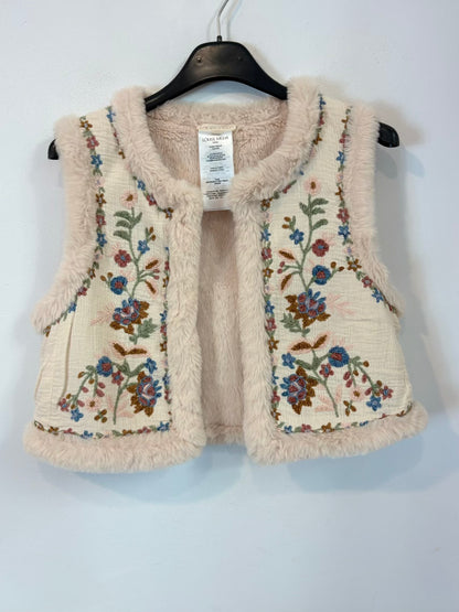 LOUISE MISHA. Chaleco beige bordados pelito