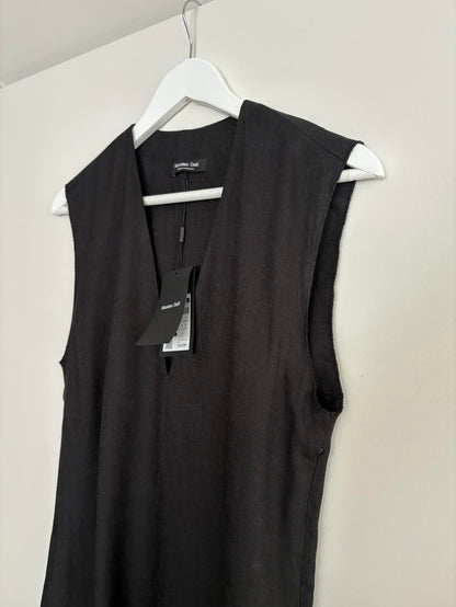 MASSIMO DUTTI. Vestido largo negro lino