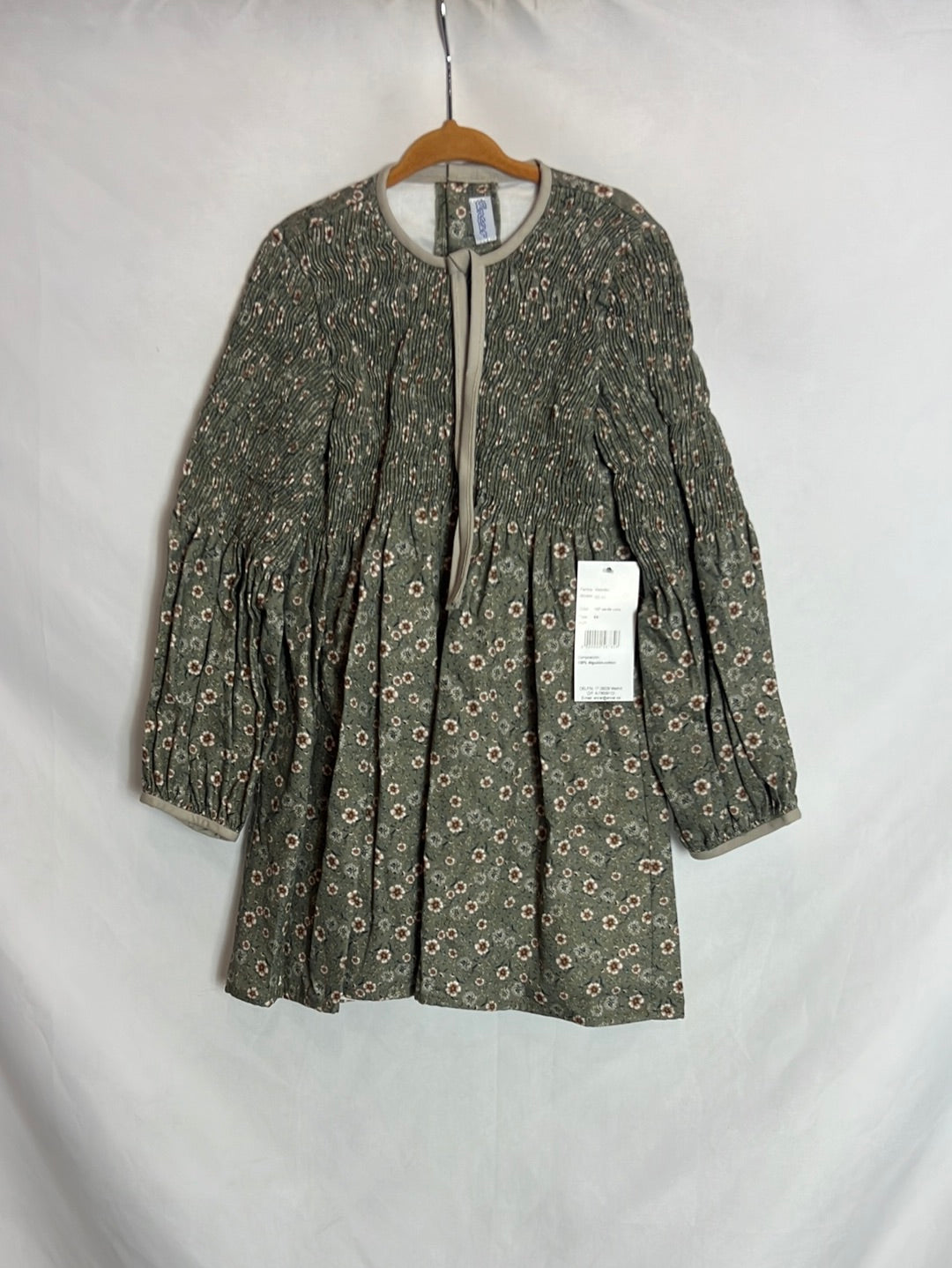 ANCAR. Vestido engomado flores verdes