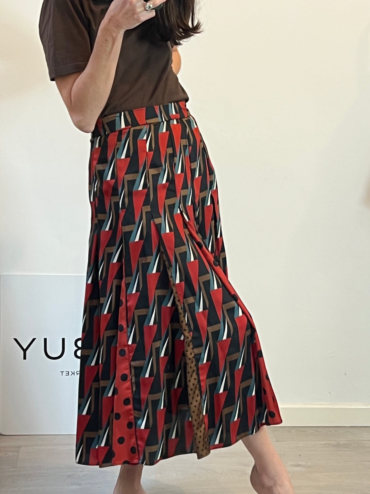 Falda midi tablas estampada