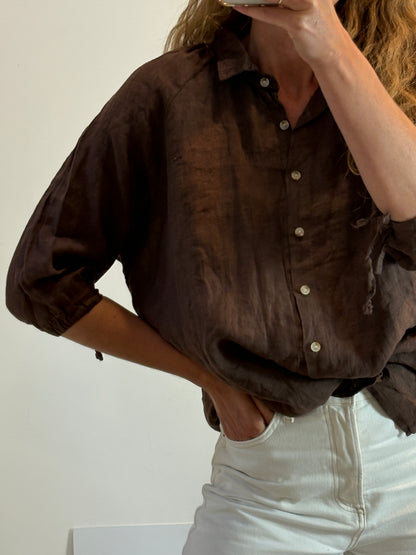 CARLOTA & CO. Blusa lino marrón