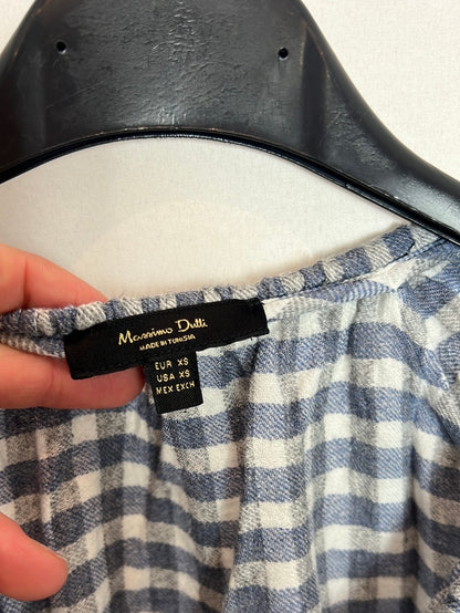 MASSIMO DUTTI. Blusa fluida cuadros T.xs