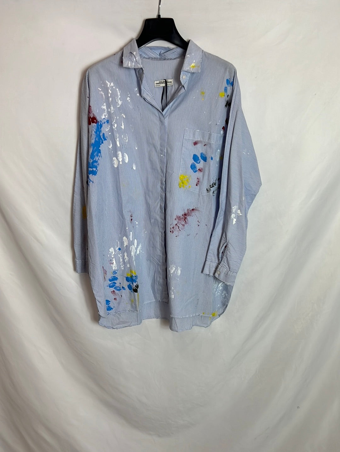 ZARA. Camisa pintura rayas T.m