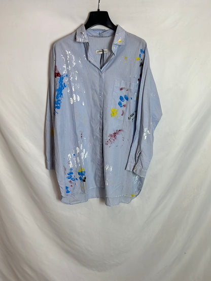 ZARA. Camisa pintura rayas T.m