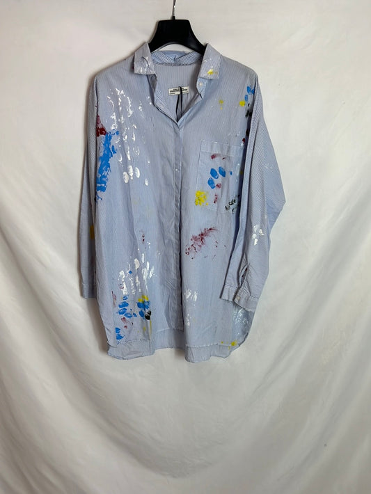 ZARA. Camisa pintura rayas T.m
