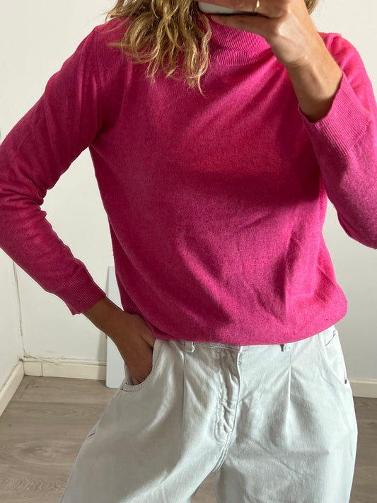 BLUNDELL. Jersey rosa cuello alto cashmere y seda. T S