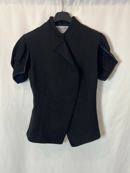YVES SAINT LAURENT. Chaqueta/ top negro textura. T 38