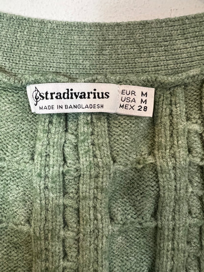 STRADIVARIUS. Chaleco punto verde. T M