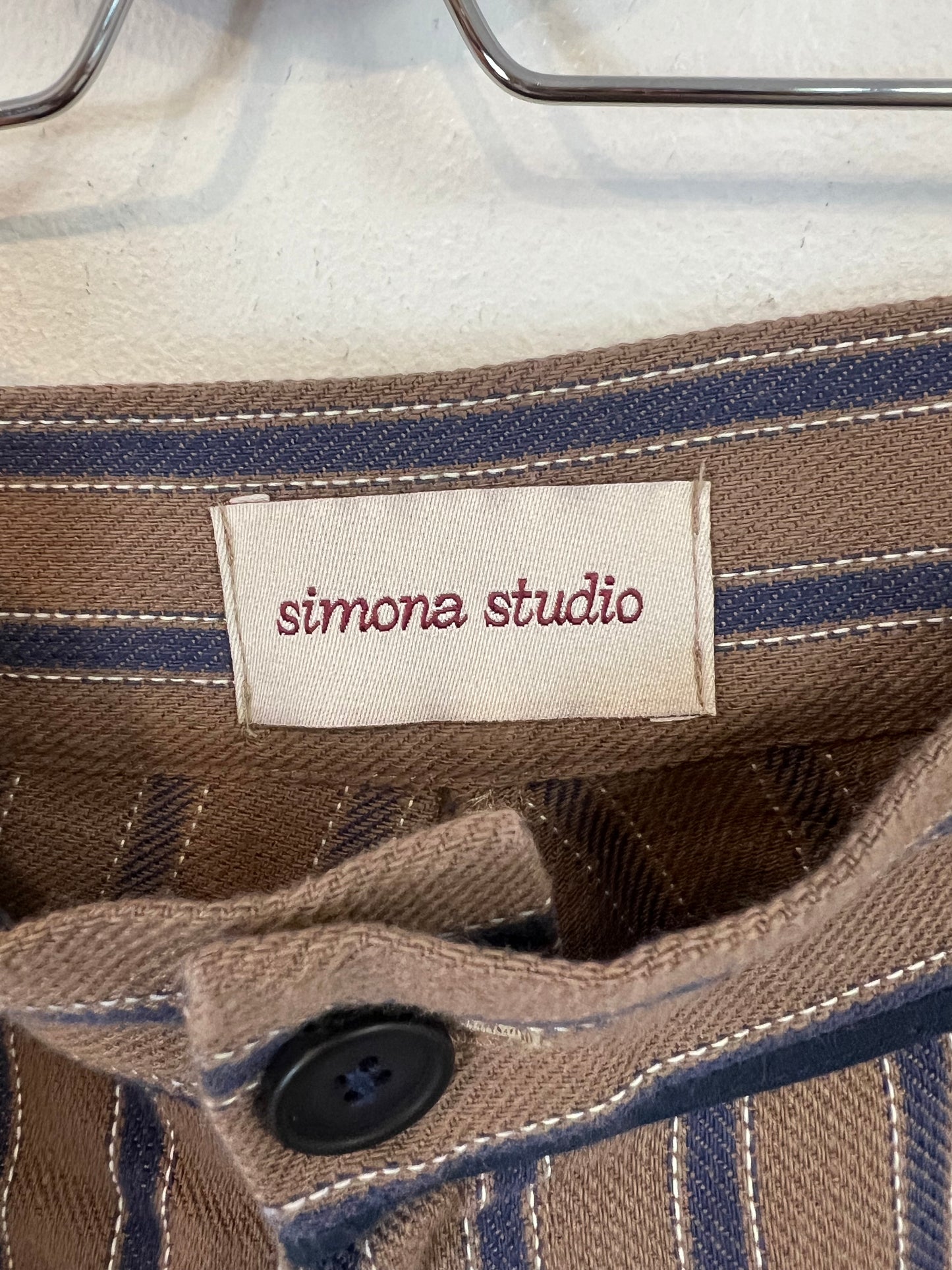 SIMONA STUDIO. Brown striped trousers, size 36