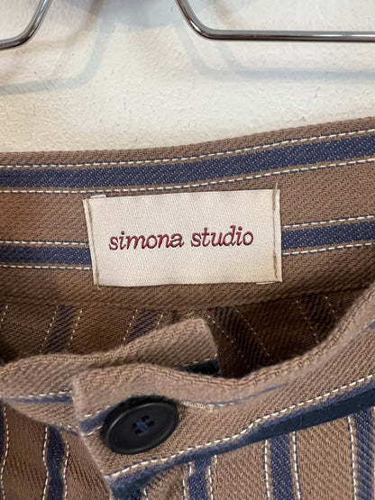 SIMONA STUDIO. Brown striped trousers, size 36