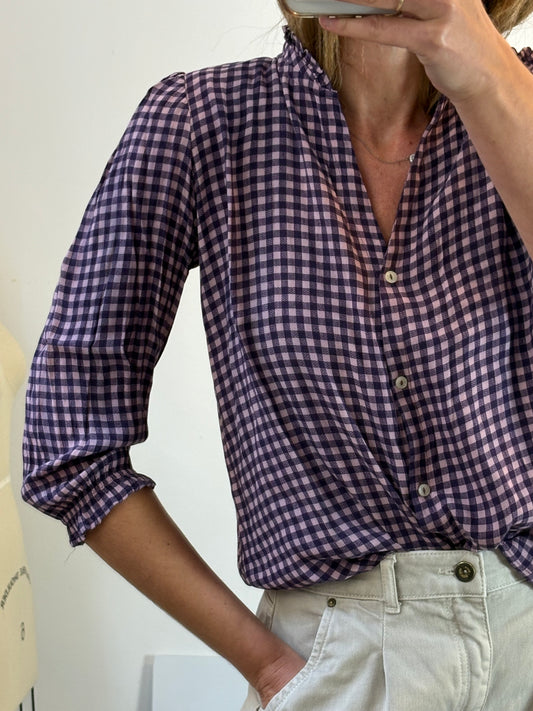 NOON. Blusa cuadros tonos malva