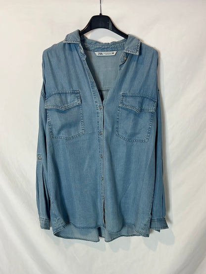 ZARA. Camisa denim fluida. T XS