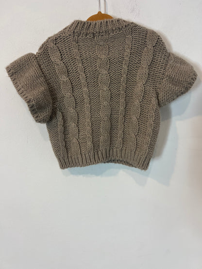 LARANJINHA. Chaleco beige ochos T.24 meses