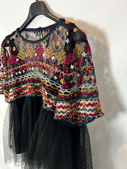 ZARA. Embroidered and beaded tulle top. XS