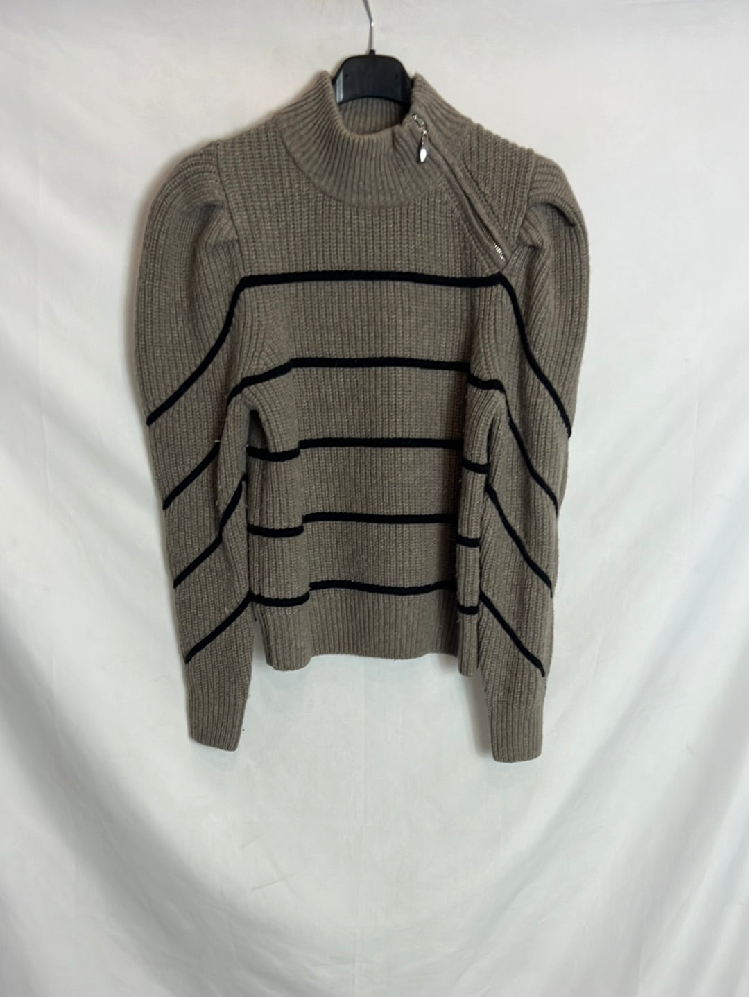 BA&amp;SH. Grey and black zip-up sweater. Size 1(S)