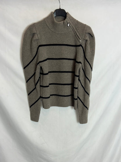 BA&amp;SH. Grey and black zip-up sweater. Size 1(S)