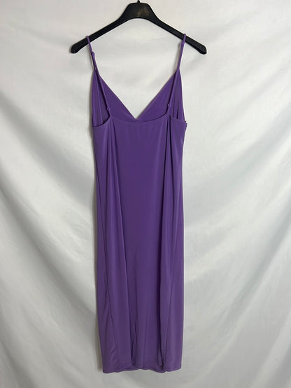 ZARA. Vestido midi morado. T S