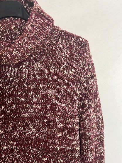 MASSIMO DUTTI. Jersey burdeos jaspeado largo. T M