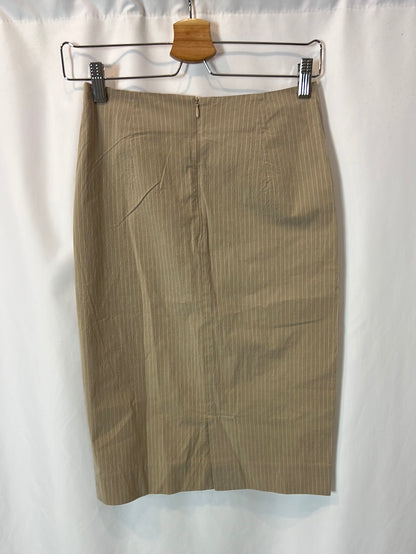 CORTANA. Beige striped pencil skirt. Size 36