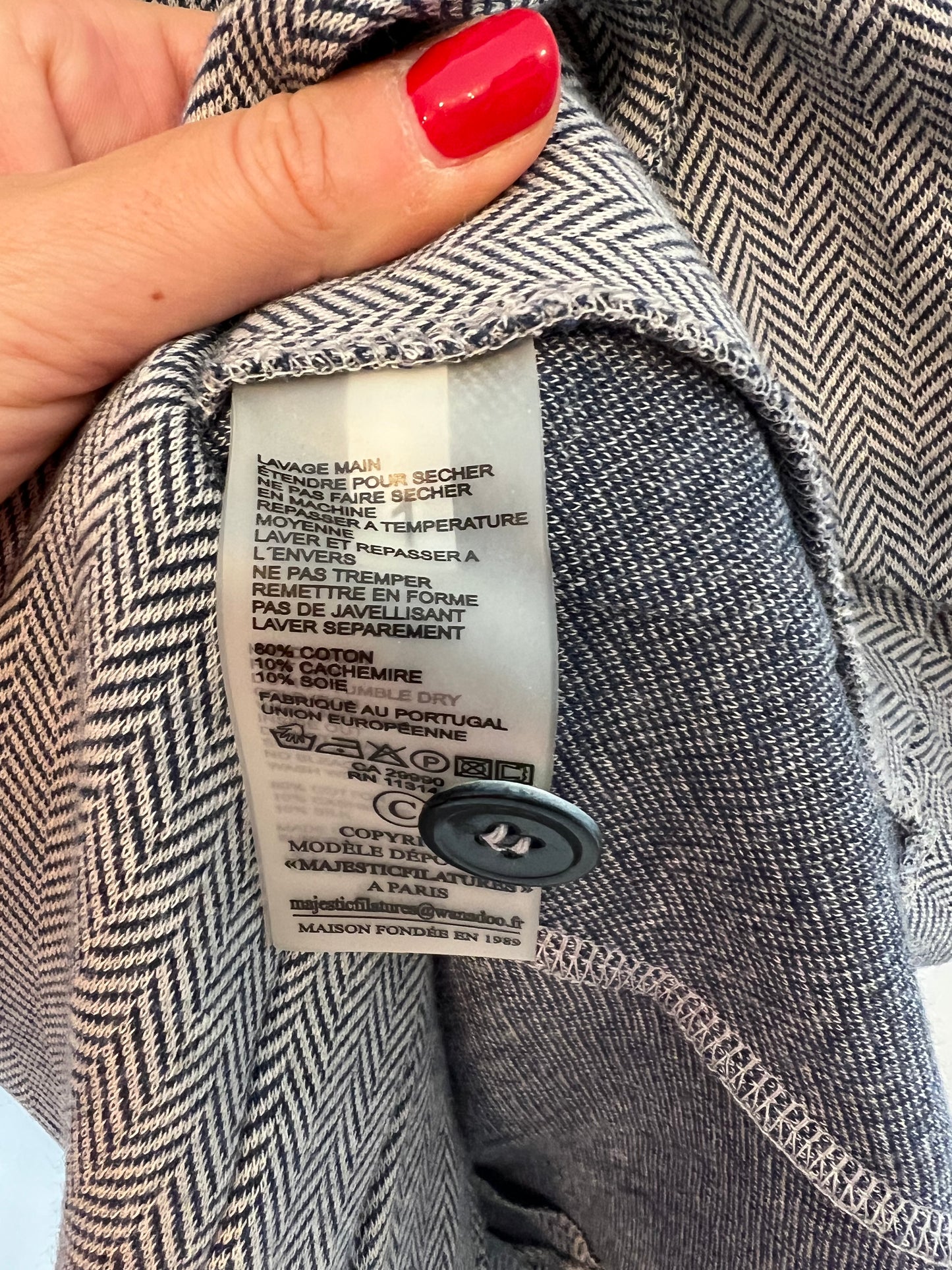 MAJESTIC FILALTURES. Blazer gris espiga T.1S