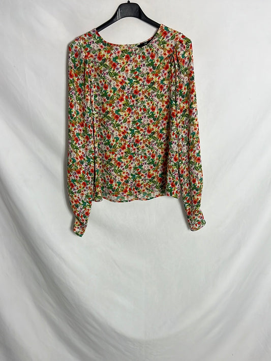 H&M. Blusa flores manga larga. T XS
