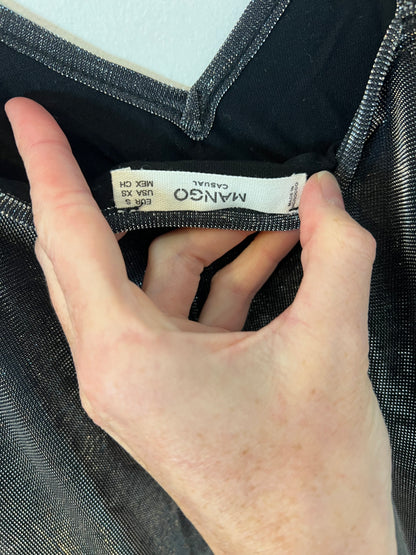 ZARA. Vestido plateado hilos T. S