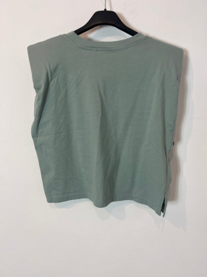 OTHERS. Aqua green t-shirt with shoulder pads. TS