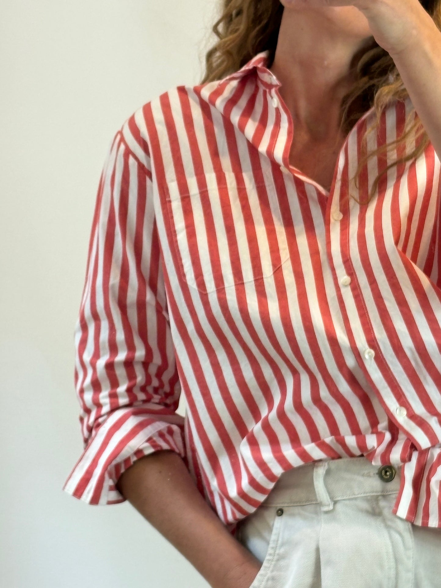 SÉZANE. Camisa algodón rayas rojas