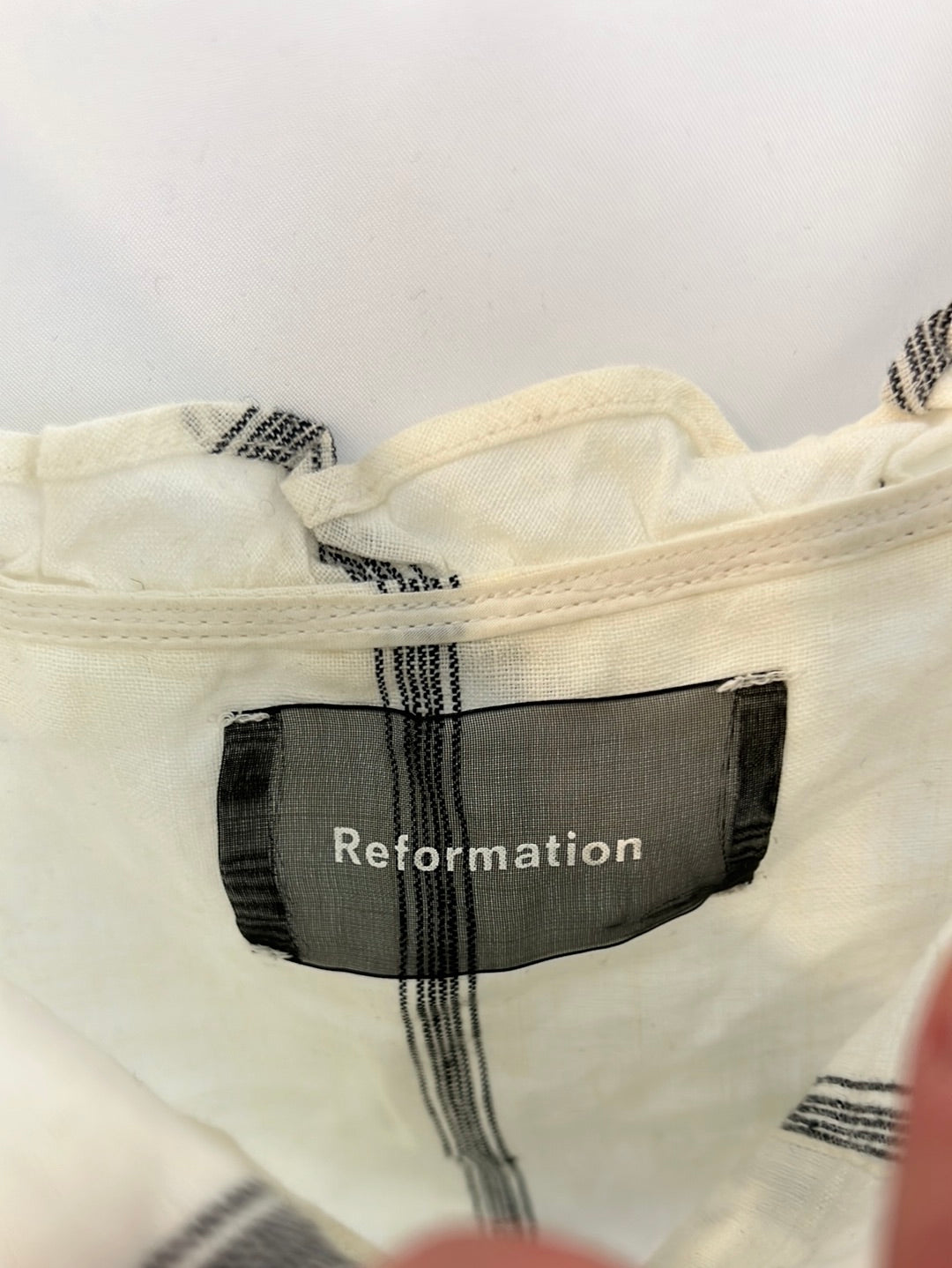 REFORMATION. Striped linen top Your(s)